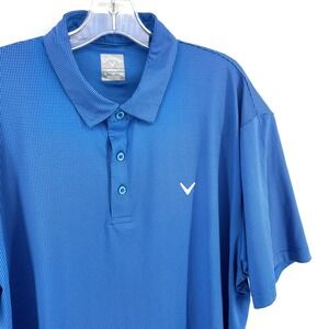 Callaway Opti-Dri Mens XL Blue Gingham Check Performance Golf Polo Shirt